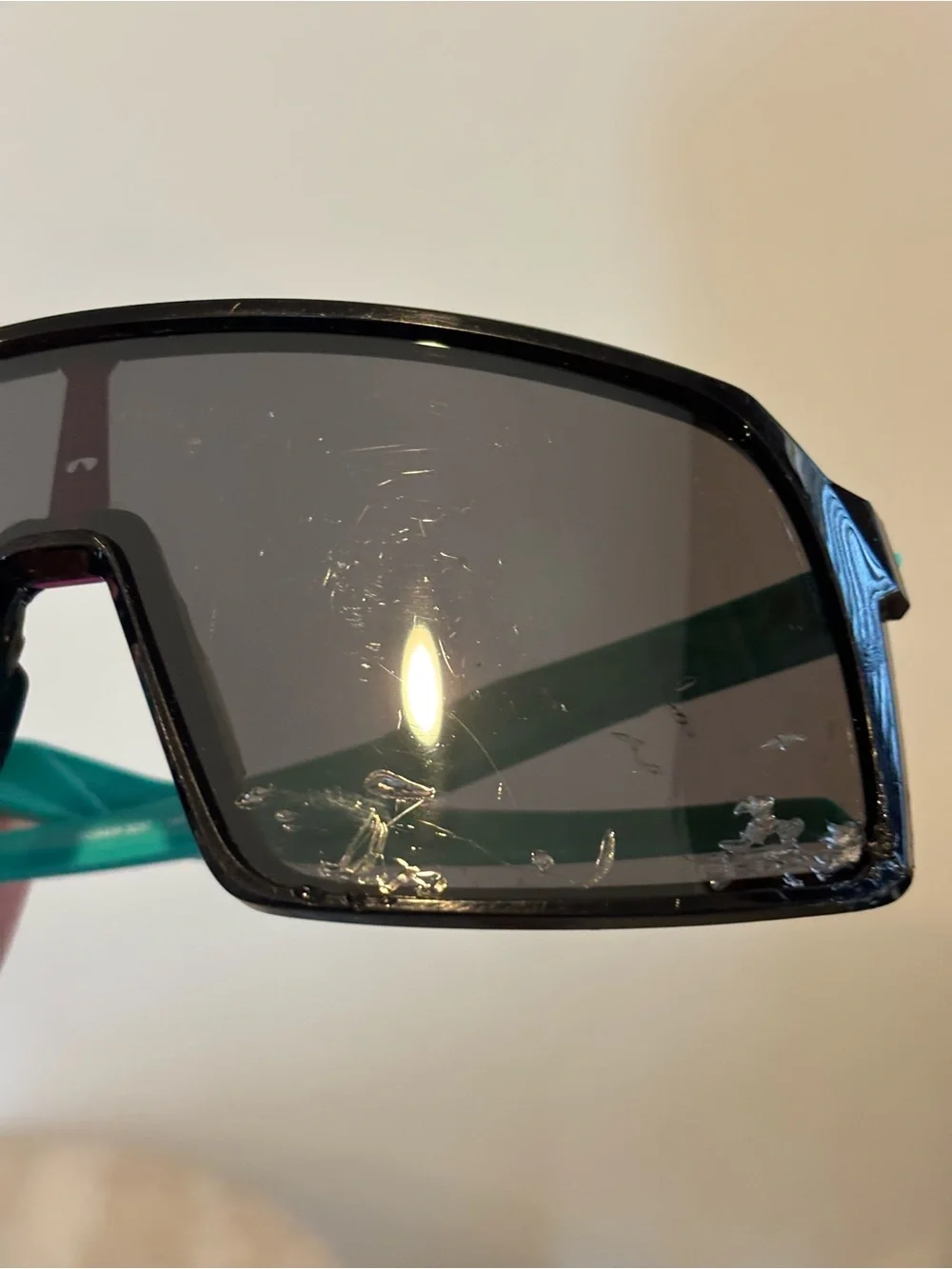 Oakley Sutro Oversized Shield Sunglasses in Black with Teal Temples